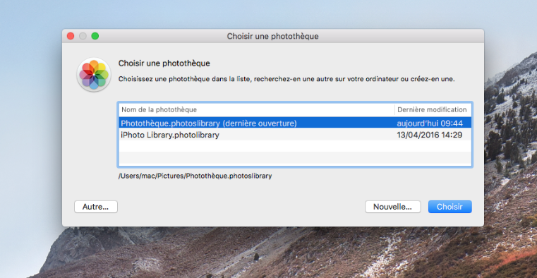importation photothèque iphoto