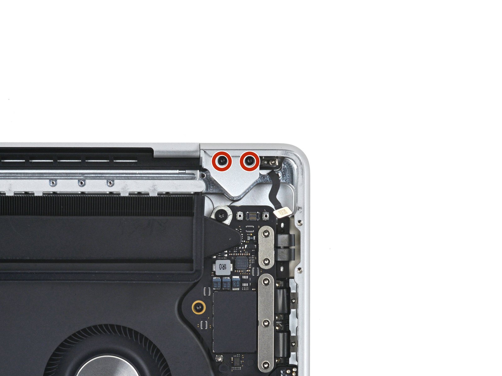 changer écran MacBook Pro 14 pouces 2021 A2442 - caches de charnières et vis Torx T5 vue 1