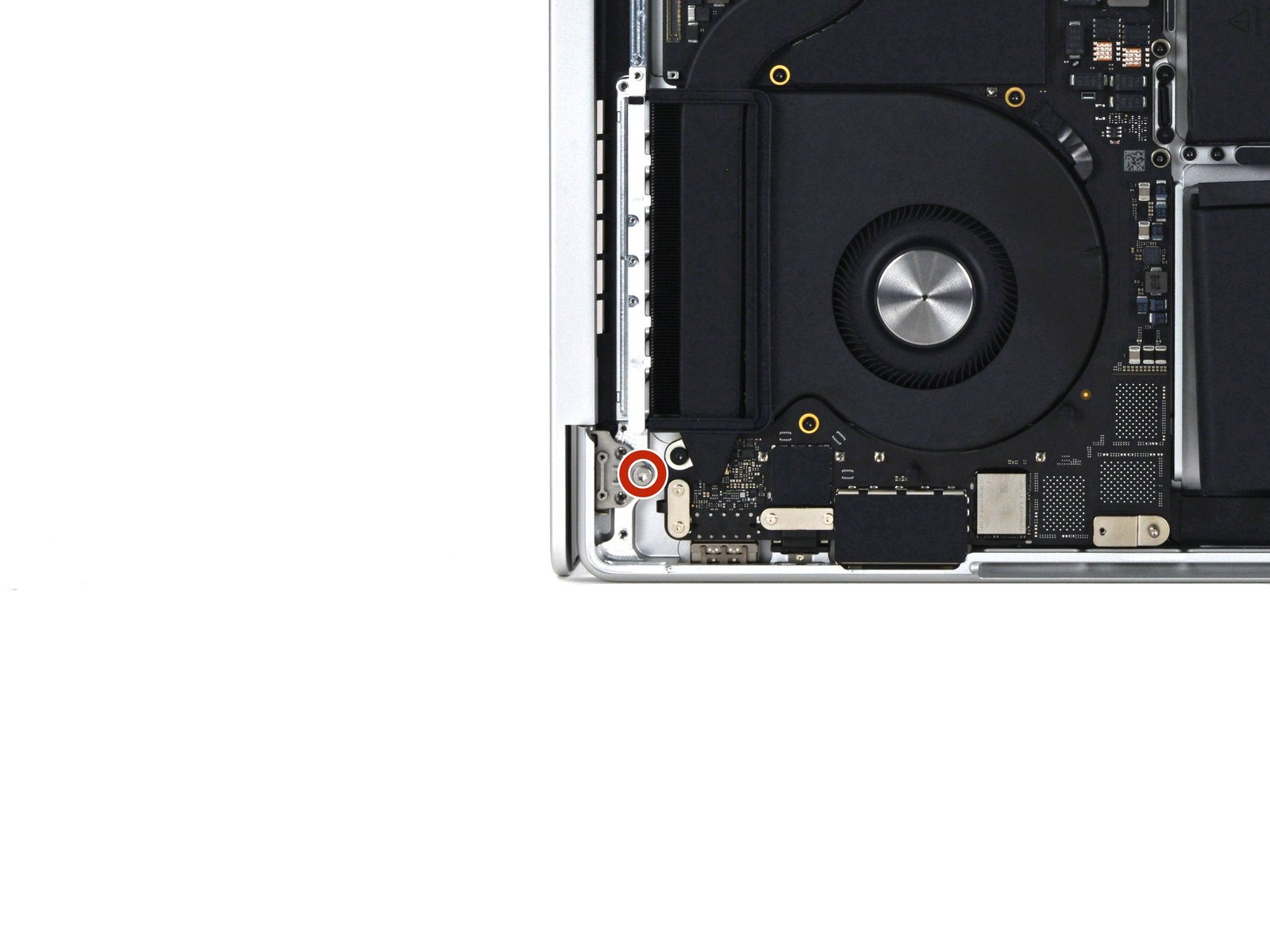 changer écran MacBook Pro 14 pouces 2021 A2442 - dernières vis de charnières écran vue 1